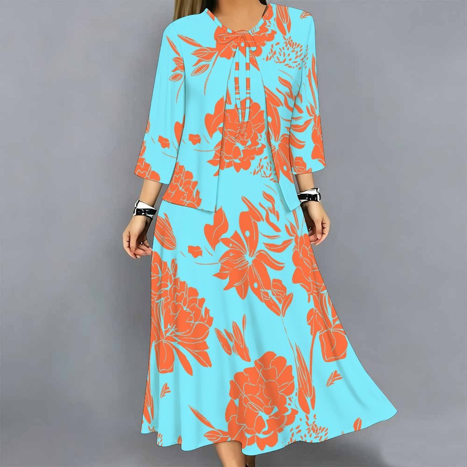 Conjunto de Vestido Feminino d - Midi Skirt Floral avaliação e preço