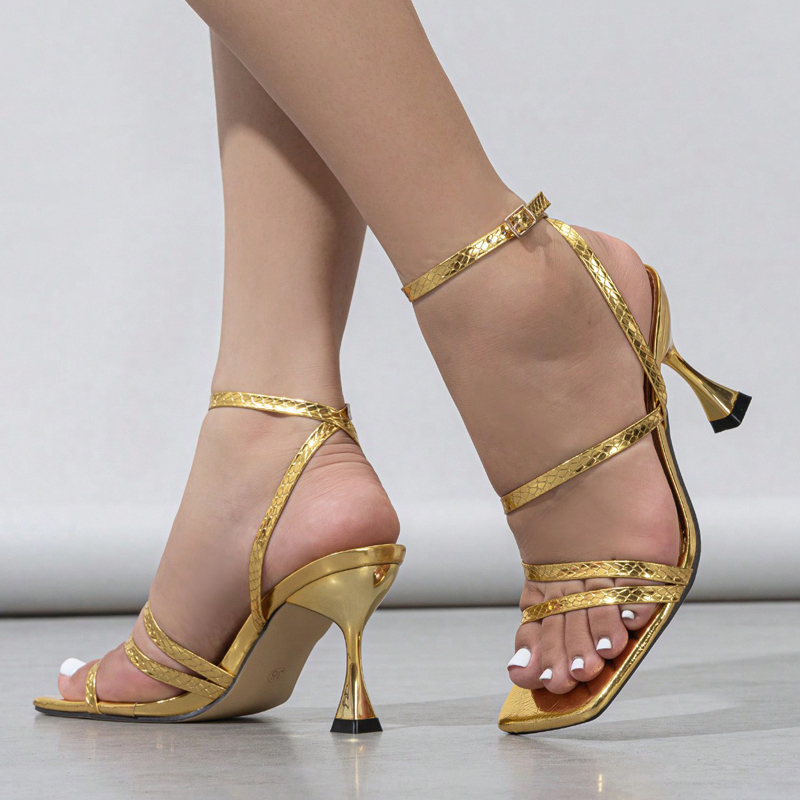 Sandálias Douradas Femininas c - Sandal Strappy Heeled avaliação e preço